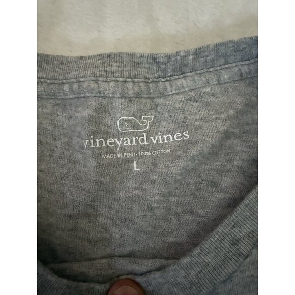 Vineyard Vines Long Sleeve Football T Shirt Mens L Gray Long Sleeve Pocket Tee - Picture 4 of 4